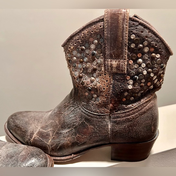 Frye short boots with studs. Wore once to a Shania Twain concert. - Picture 1 of 3
